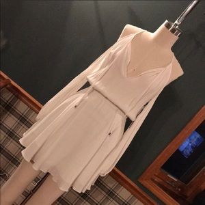 Anthropologie white fit and flare mini dress
